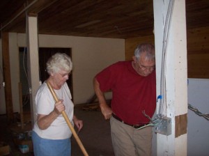 Dot Diamond and Donald Hendricks busy working on the new museum Saturday.