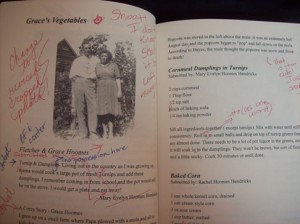 The cookbook has, not only the recipes, but a story behind the actual recipe or the cook.