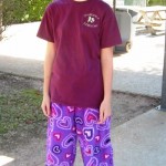 6th grader Britany A. in her CES pride shirt and cozy pajama bottoms